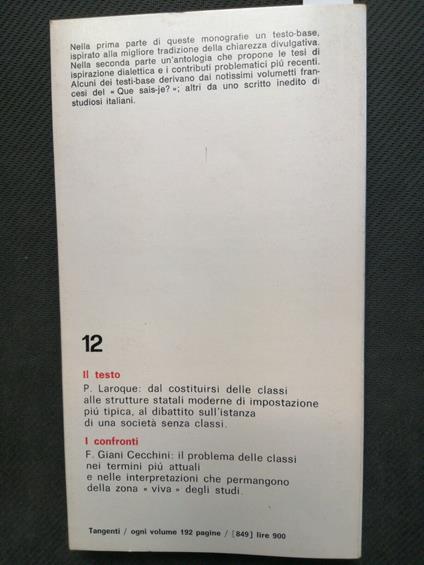 Pierre Laroque - Le Classi Sociali - Tangenti N12 - 1973 - D'Anna - - Pierre Laroque - copertina