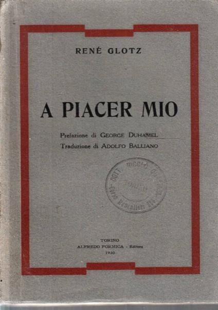 A piacer mio - René Glotz - copertina