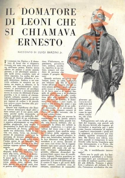 Il domatore di leoni che si chiamava Ernesto - Luigi jr. Barzini - copertina