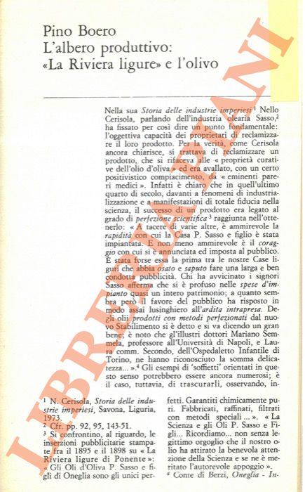 L' albero produttivo: “La riviera ligure” e l'olivo - Pino Boero - copertina