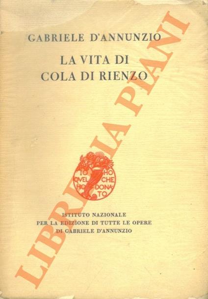 vita di Cola di Rienzo - Gabriele D'Annunzio - copertina