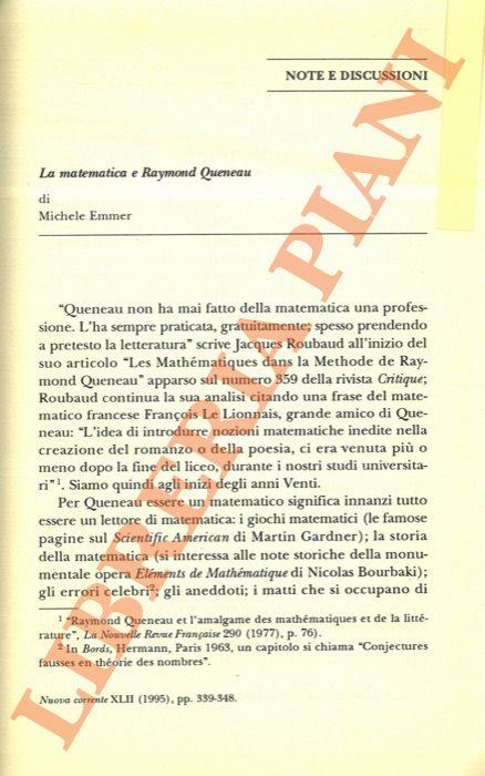 matematica e Raymond Queneau - Michele Emmer - copertina