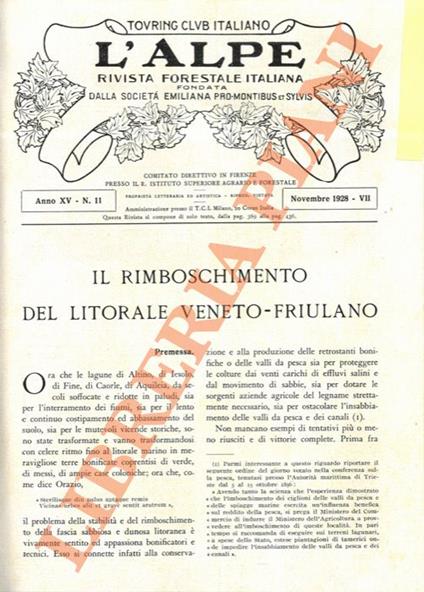 Il rimboschimento del litorale veneto-friulano - Giovanni Perotto - copertina