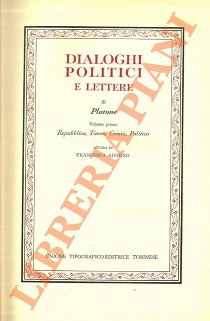 Dialoghi politici e lettere - Platone - copertina