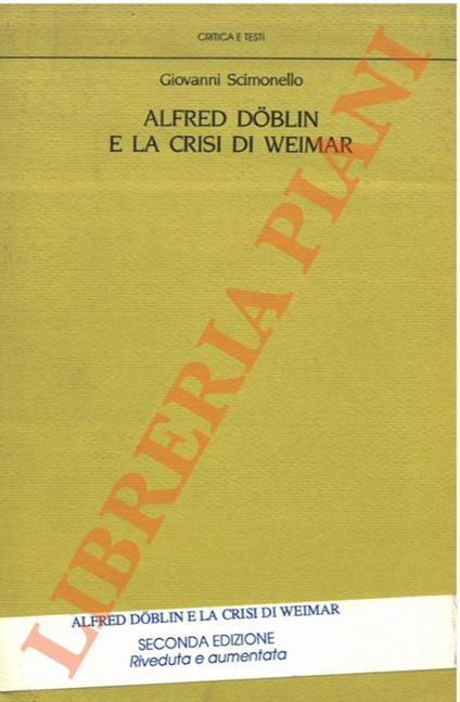 Alfred Döblin e la crisi di Weimar - Giovanni Scimonello - copertina