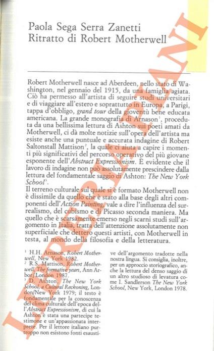 Ritratto di Robert Motherwell - Paola Sega Serra Zanetti - copertina