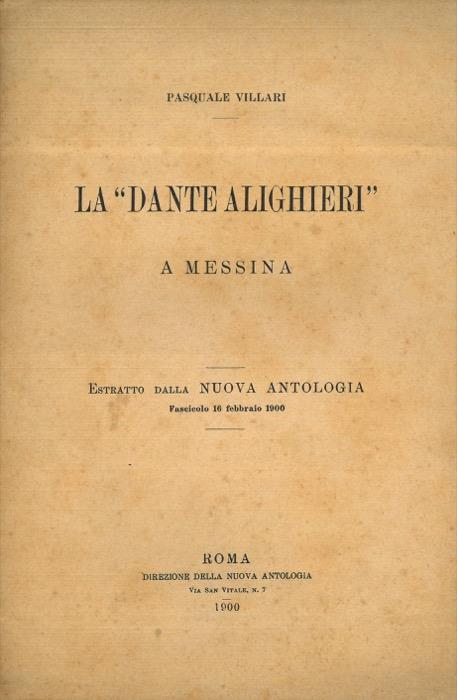 “Dante Alighieri” a Messina - Pasquale Villari - copertina