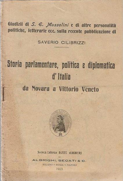 Storia parlamentare, politica e diplomatica d'Italia da Novara a Vittorio Veneto - Saverio Cilibrizzi - copertina