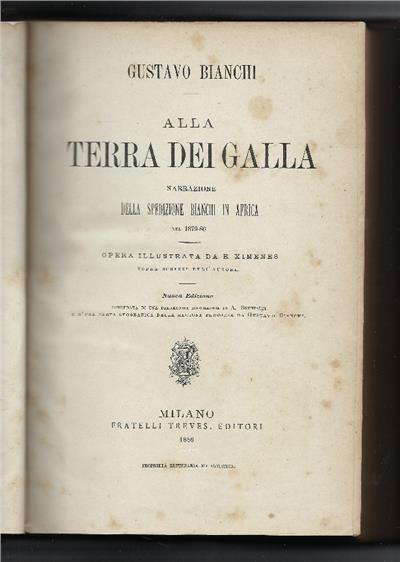 Alla Terra Dei Galla - Gustavo Bianchi - copertina