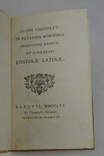 In patavina Academia professoris emeriti es historici Epistolae latinae