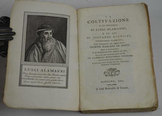 coltivazione e gli epigrammi... e Le api di Giovanni Rucellai, gentiluomini fiorentini; colle annotazioni del signor dottor Giuseppe Bianchini da Prato sopra la coltivazione; e di Roberto Titi sopra le api, con la vita dell'Alamanni scritta dal signo - Luigi Alamanni - copertina