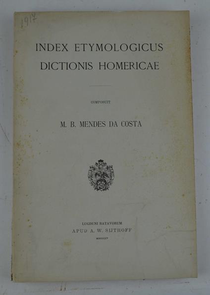 Index Etymologicus Dictionis Homericae - copertina