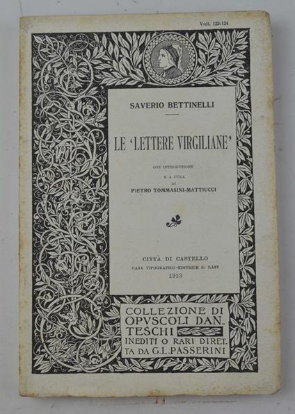 "lettere virgiliane"  con introduzione e a cura di Pietro Tommasini-Mattiucci - Saverio Bettinelli - copertina