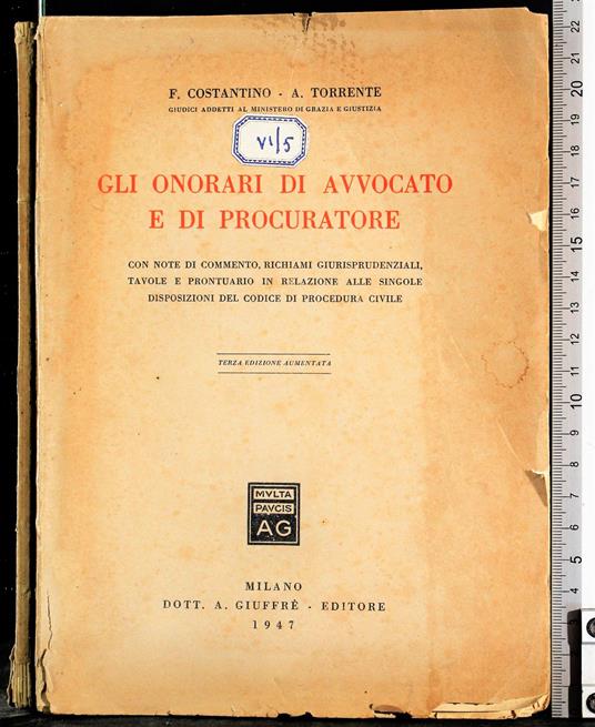 Gli onorari di avvocato e di procuratore - copertina