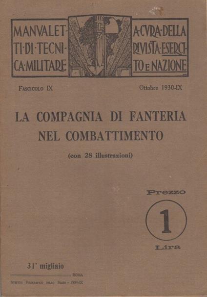 compagnia di fanteria nel combattimento: Manualetti di tecnica militare - Francesco Montagnana - copertina