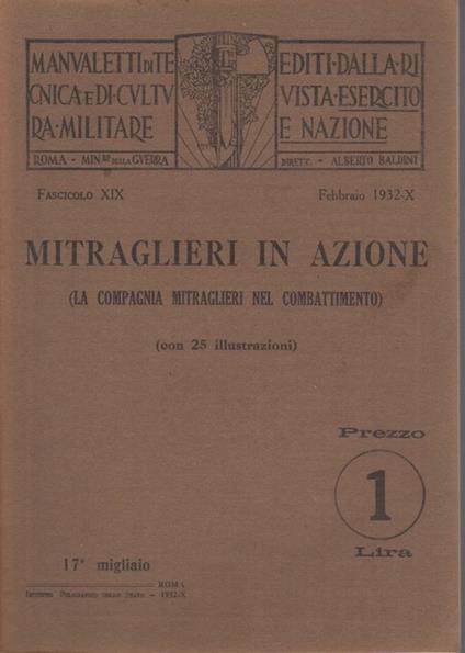 Mitraglieri in azione: Manualetti di tecnica militare - copertina