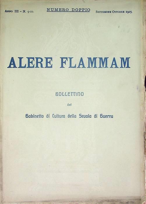 Alere flammam: bollettino del Gabinetto di Cultura della Scuola di Guerra: Anno III - N. 9-10 (settembre-ottobre 1925): numero doppio - copertina