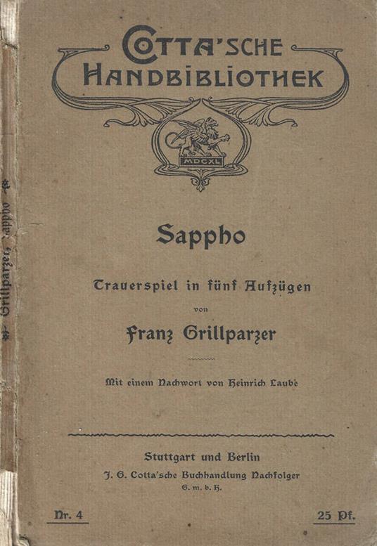 Sappho - Franz Grillparzer - copertina