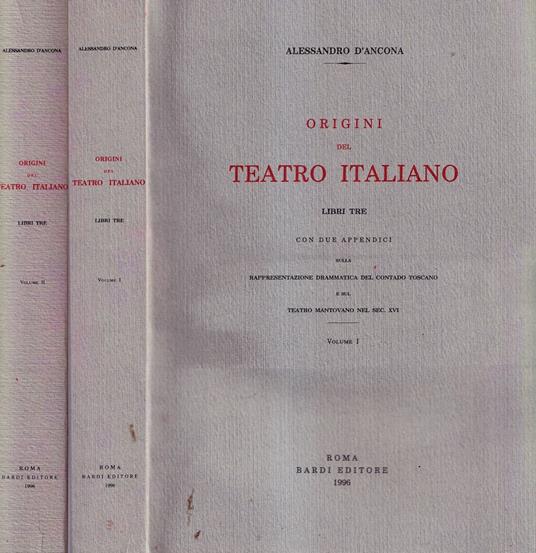 Origini del teatro italiano, volume I-II - Alessandro D'Ancona - copertina