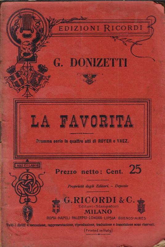 La favorita - Gaetano Donizetti - copertina