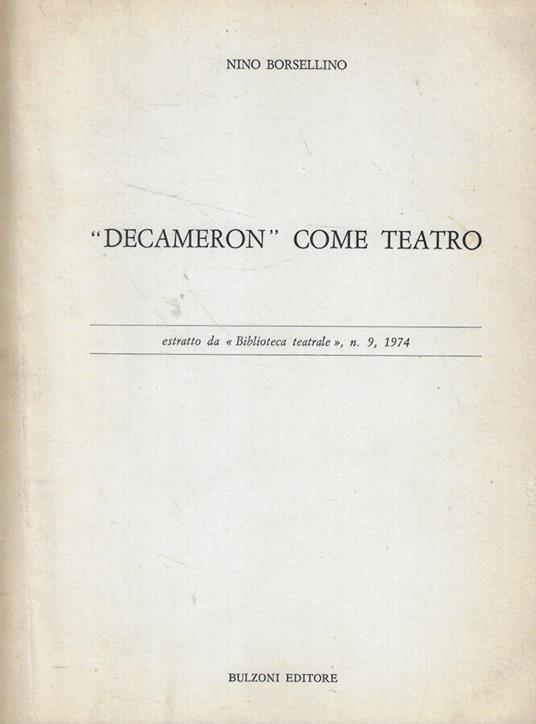 Decameron come teatro - Nino Borsellino - copertina