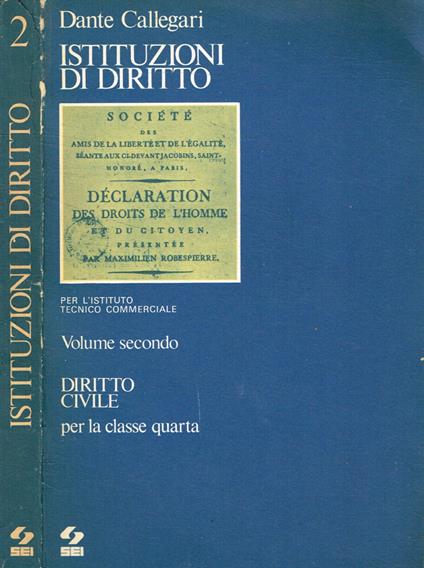 Istituzioni di diritto vol.II - Dante Callegari - copertina