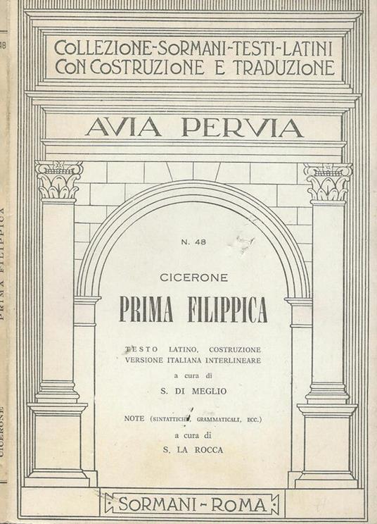 Prima Filippica - M. Tullio Cicerone - copertina