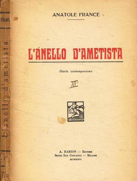 L' anello d'ametista - Anatole France - copertina