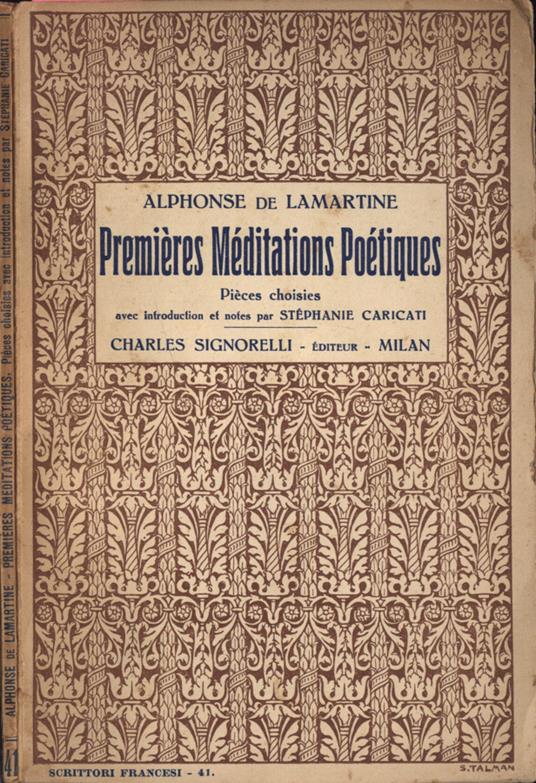 Premières méditations poétiques - Alphonse de Lamartine - copertina