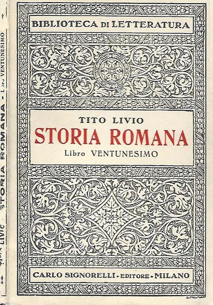 Storia Romana Libro Ventunesimo - Tito Livio - copertina