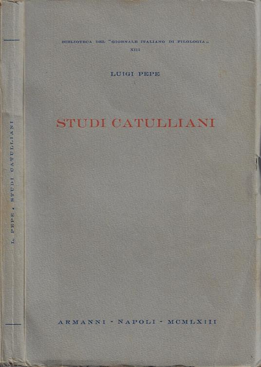 Studi Catulliani - Luigi Pepe - copertina