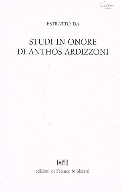 Estratto da Studi in onore di Anthos Ardizzoni - Giovanni Salanitro - copertina