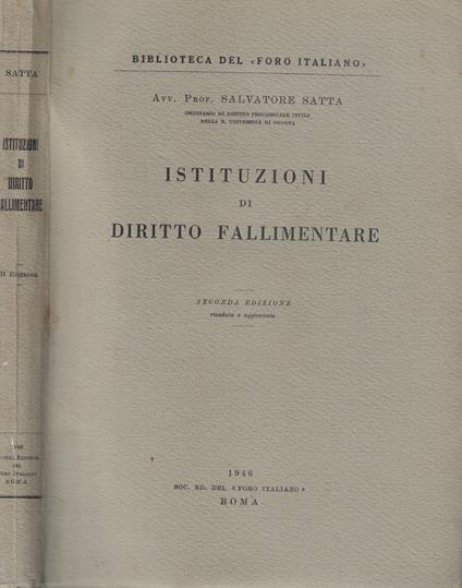 Istituzioni di Diritto fallimentare - Salvatore Satta - copertina