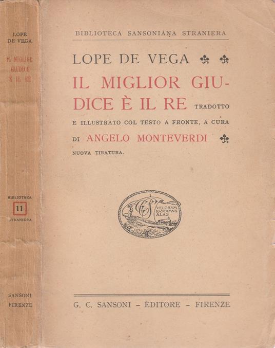 Il miglior giudice è il re - Lope de Vega - copertina