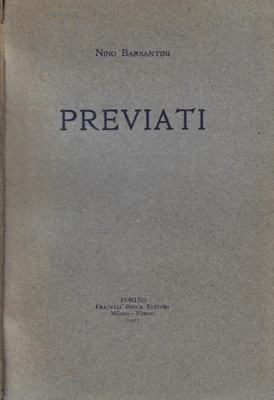 Previati - Nino Barbantini - copertina