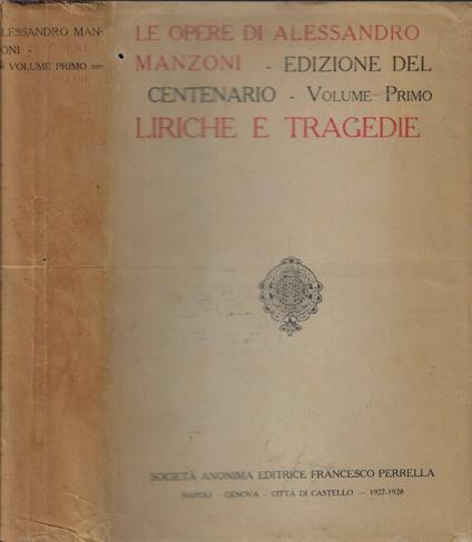 Liriche e tragedie - Manzoni Alessandro - copertina