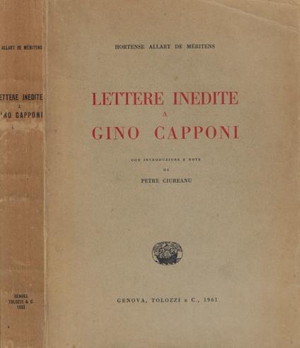 Lettere inedite a Gino Capponi - Hortense Allart de Méritens - copertina