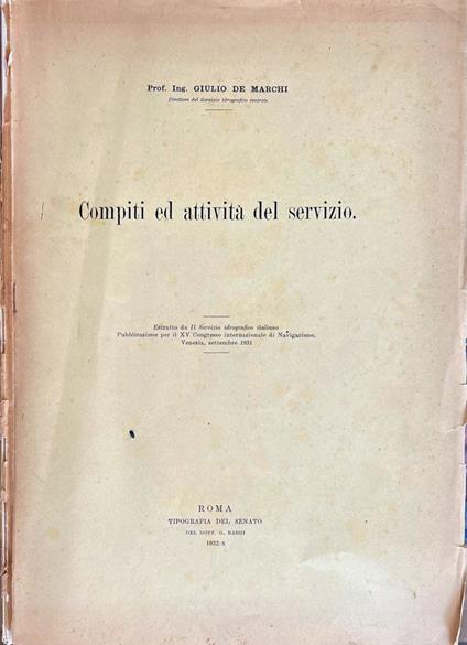 Compiti ed attività del servizio - Giulio De Marchi - copertina