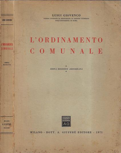 L' ordinamento comunale - Luigi Giovenco - copertina