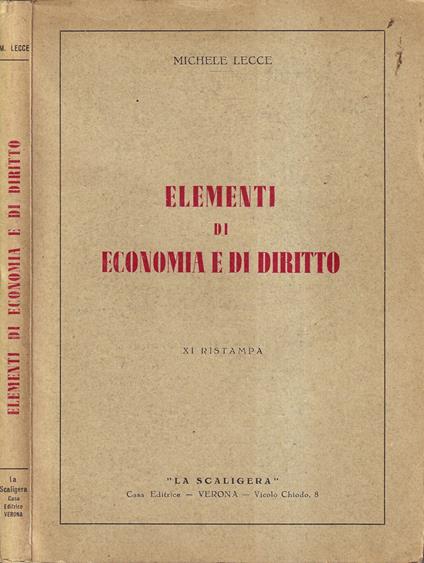 Elementi di economia e di diritto - Michele Lecce - copertina