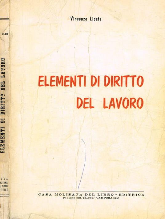 Elementi di diritto del lavoro - Vincenzo Licata - copertina