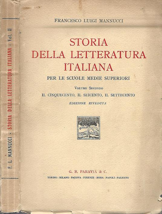 Storia della letteratura italiana per le scuole medie superiori - Francesco L. Mannucci - copertina