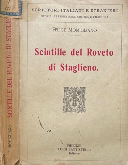 Scintille del Roveto di Staglieno - Felice Momigliano - copertina