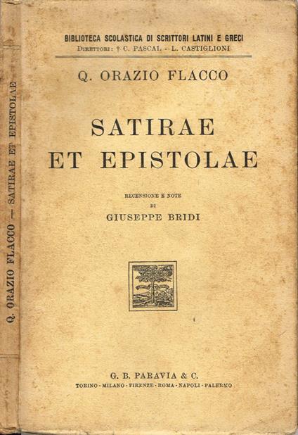 Satirae et Epistolae - Q. Flacco Orazio - copertina