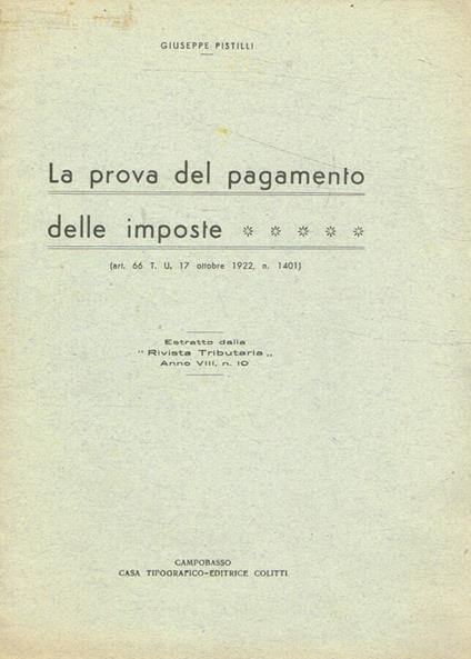 La prova del pagamento delle imposte - Giuseppe Pistilli - copertina