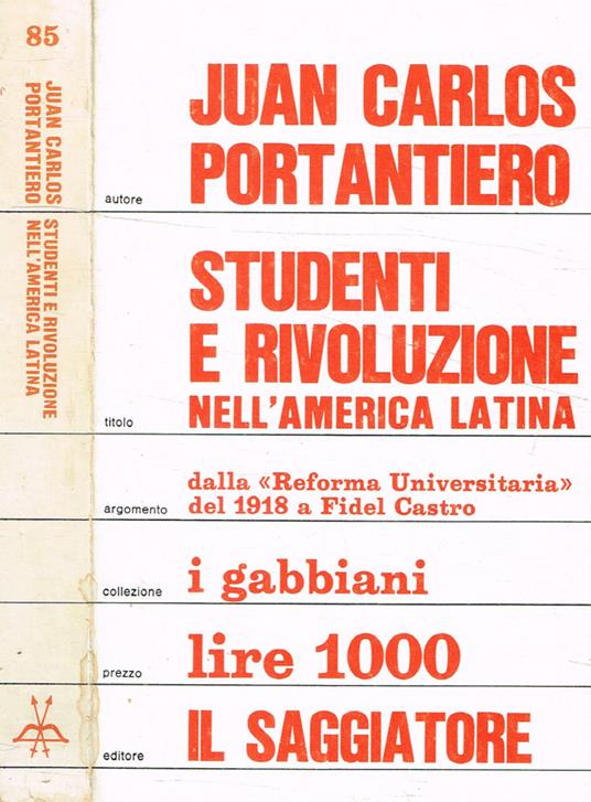 Studenti e rivoluzione nell'America Latina - Juan Carlos Portantiero - copertina