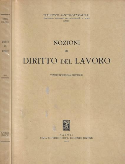 Nozioni di diritto del lavoro - Francesco Santoro-Passarelli - copertina