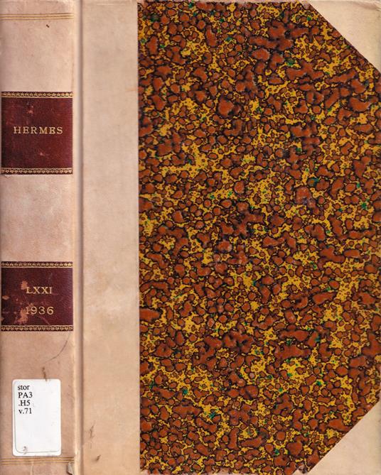 Hermes, volume LXXI, anno 1936 - copertina