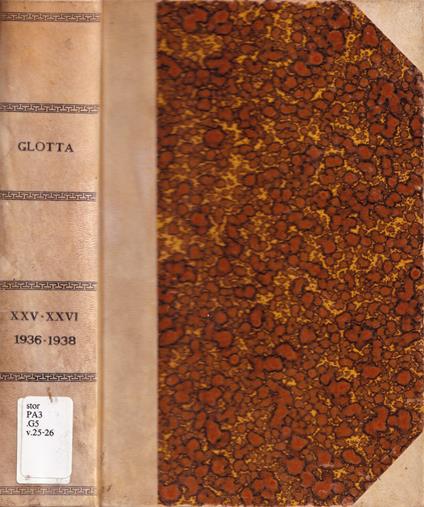 Glotta, volume XXV-XXVI, anno 1936-38 - copertina