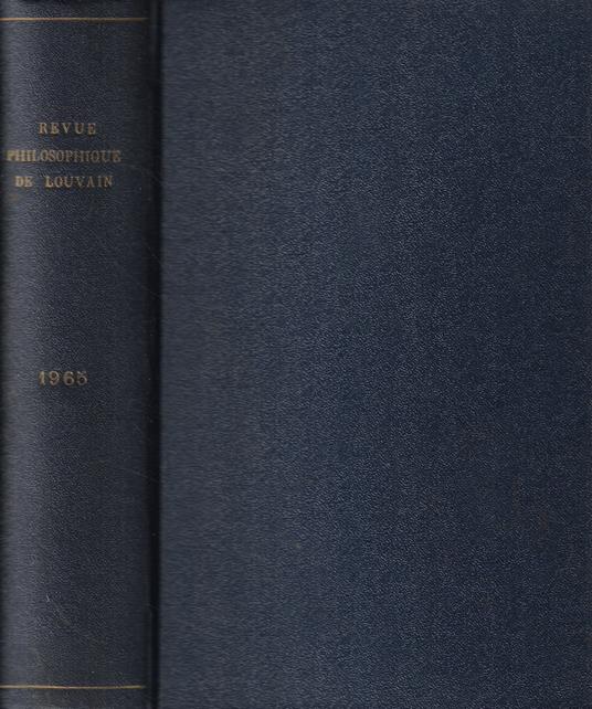 Revue philosophique de Louvain Tomo 63 Anno 1965 - copertina